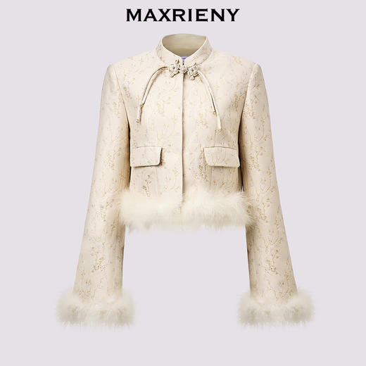 [东方新摩登]MAXRIENY冷萃新中式套装*提花贵雅新中式羽毛外套(货号:MS85JA506) 商品图4