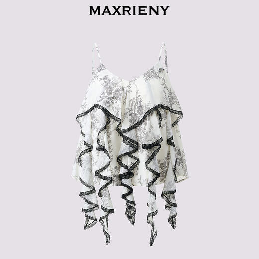 【商场同款】MAXRIENY甜美撞色波浪桑蚕丝上衣女2024夏季新款(货号:MC85TP270) 商品图4