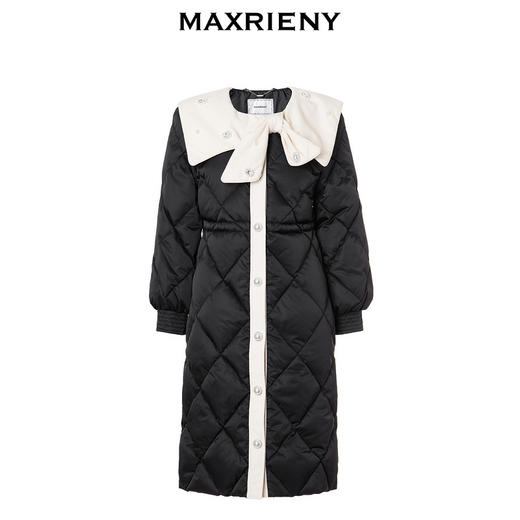MAXRIENY名媛千金小香风羽绒服长款蝴蝶结廓形外套(货号:MS88DC505) 商品图4