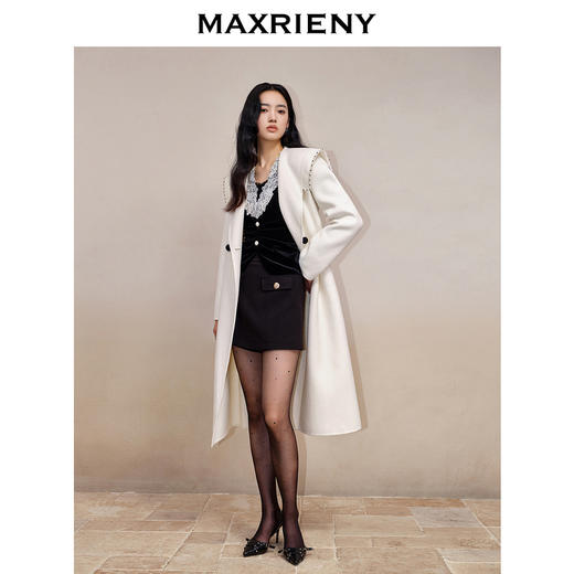 MAXRIENY极简通勤风双面呢羊毛大衣过膝长款外套(货号:MS88CT524) 商品图1