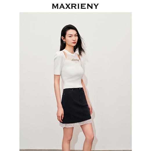 【银河精灵-商场同款】MAXRIENY*轻奢感镂空套头针织上衣修身(货号:MC85SW303) 商品图2