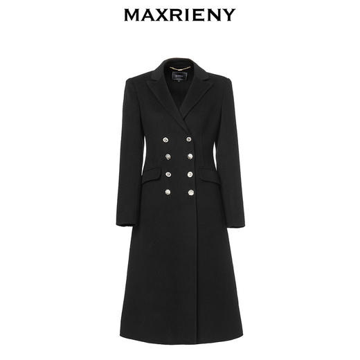 MAXRIENY极简复古感收腰双面呢羊毛大衣长款外套女(货号:MC88CT512) 商品图4