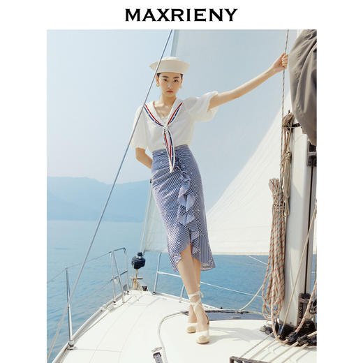 MAXRIENY赫本海军鱼尾针织海军风水手领上衣(货号:MC88TP274) 商品图1