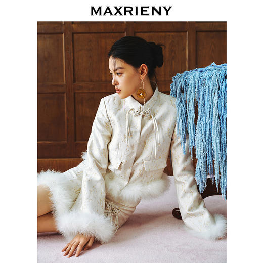 [东方新摩登]MAXRIENY冷萃新中式套装*提花贵雅新中式羽毛外套(货号:MS85JA506) 商品图2