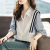 设计感拼接条纹衬衫，休闲百搭上衣气质衬衣CC- XFY2137 商品缩略图2