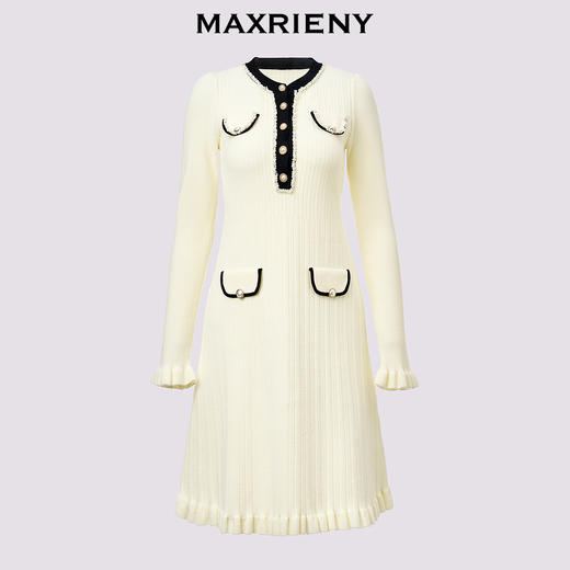 MAXRIENY千金玛德琳裙2024秋冬新款千金小香风连衣裙修身显瘦(货号:MS85DR522) 商品图4
