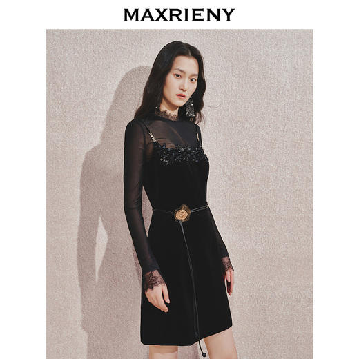 【主题纪念款】MAXRIENY*都市亮片晚宴礼裙2024秋冬新款连衣裙(货号:MC85DR542) 商品图2