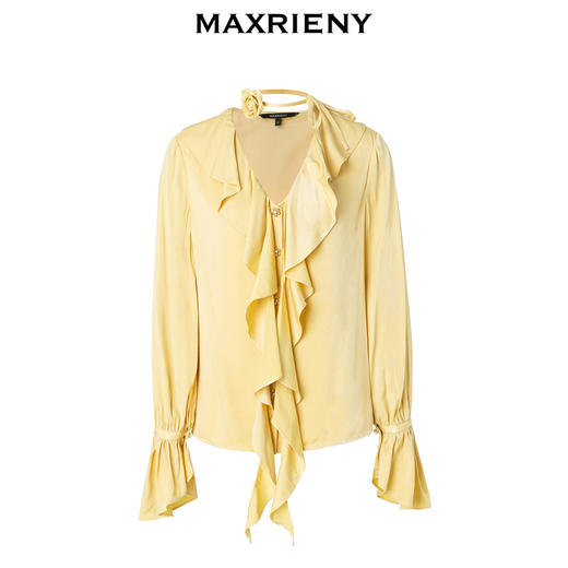 MAXRIENY宫廷甜美绒感缎面雪纺衫甜美宫廷上衣(货号:MC88TP787) 商品图4