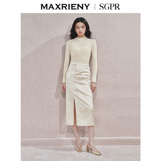 [东方新摩登]MAXRIENY贵雅新中式半身裙盘扣装饰提花裙子秋冬新款(货号:MS85SK510) 商品图1