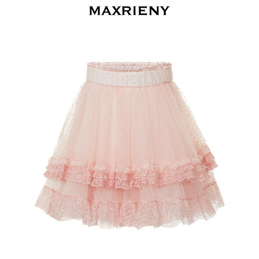 MAXRIENY植绒波点粉色网纱半裙新款童装女童短裙(货号:MK88SK501) 商品图4