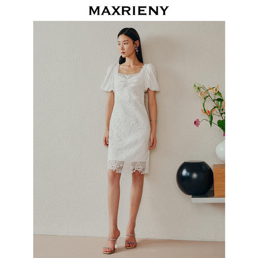 玛克门店发货:MAXRIENY立体蕾丝花边设计感连衣裙修身裙子(货号:MC88DR306) 商品图2