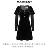 MAXRIENY法式宫廷复古风丝绒连衣裙钻饰羊腿袖裙子(货号:MS88DR518) 商品缩略图4