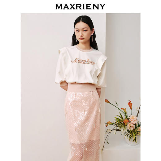 MAXRIENY简约镶钻设计感截短坎肩卫衣(货号:MC88TS502) 商品图2