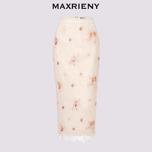 【商场同款】MAXRIENY中式甜美欧根纱半裙24秋冬新款重工绣花长裙(货号:MC85SK330) 商品图4