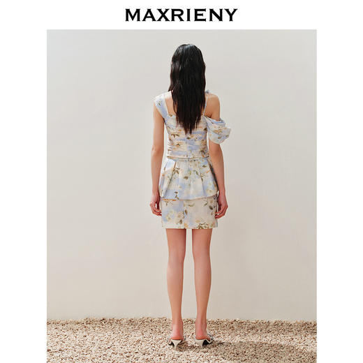【商场同款】MAXRIENY优雅浪漫风薄荷绿印花半裙夏款桑蚕丝裙子(货号:MC85SK308) 商品图3
