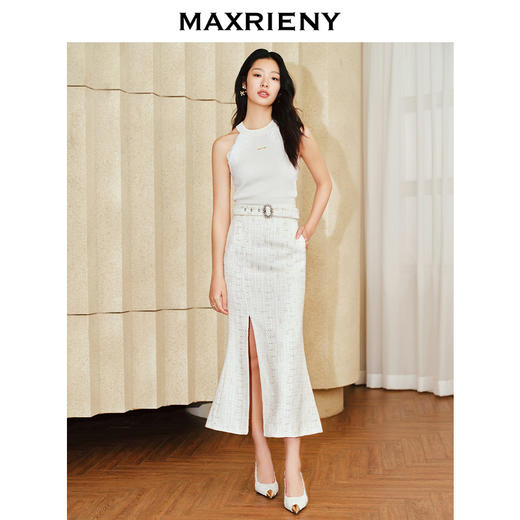 MAXRIENY*优雅复古感鱼尾开衩花纱半裙(货号:MS85SK007) 商品图2