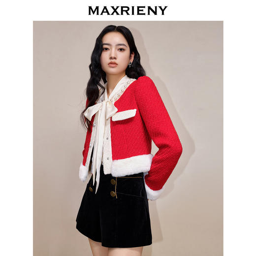 MAXRIENY名媛千金小香风羊毛花纱短外套冬款气质感(货号:MS88JA777) 商品图2
