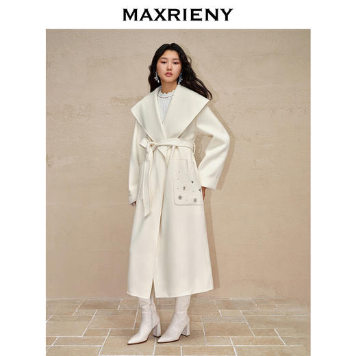 MAXRIENY浴袍式廓形宽松翻领大衣过膝长款外套女(货号:MC88CT785) 商品图1