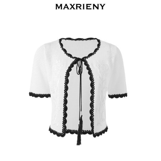 【派对聚会-商场同款】MAXRIENY优雅刺绣针织开衫外套女流苏系带(货号:MC85JA267) 商品图4