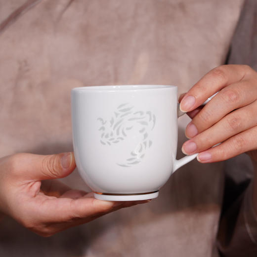 描金玲珑龙凤杯 景德镇四大名瓷之一玲珑瓷 描金工艺 龙凤呈祥 商品图8