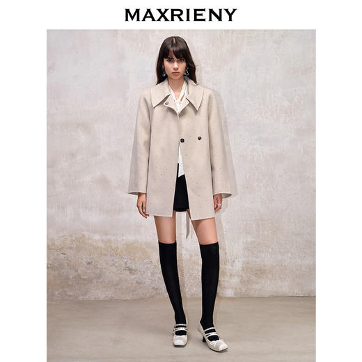 MAXRIENY*复古感大衣长款双面呢羊毛外套(货号:MS88CT519) 商品图1