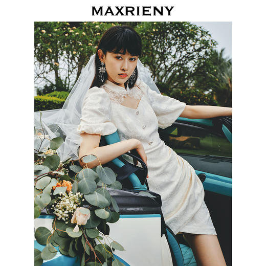 MAXRIENY摩登新中式镂空设计感小白裙国风连衣裙女(货号:MS88DR330) 商品图3