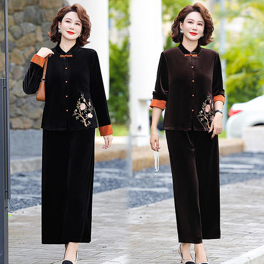 MC B69妈妈时尚套装品质金丝绒两件套 商品图1