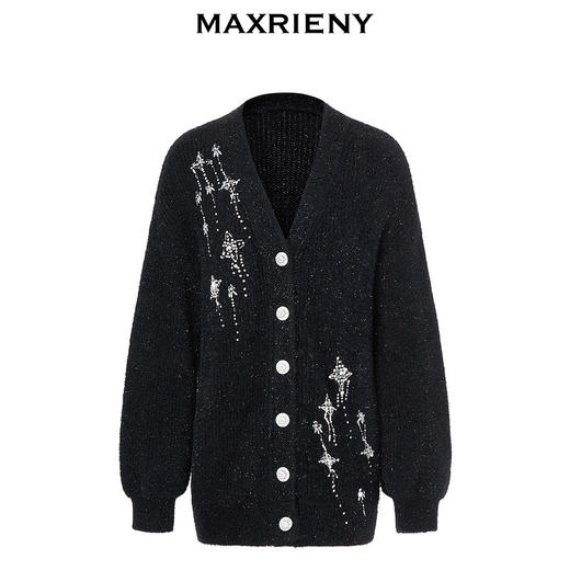 MAXRIENY*复古感宽松针织开衫外套流星钉钻装饰(货号:MC88JA518) 商品图4