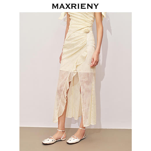 【浪漫上新-商场同款】MAXRIENY*甜美感开叉设计烫钻半裙(货号:MC85SK324) 商品图2