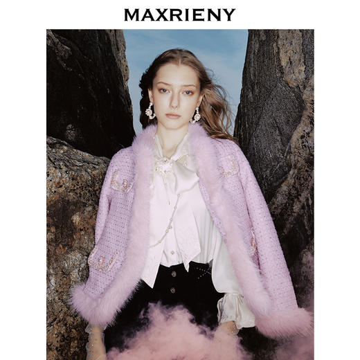 MAXRIENY千金名媛小香风粉花纱星粉羽绒外套(货号:MS88DC507) 商品图2