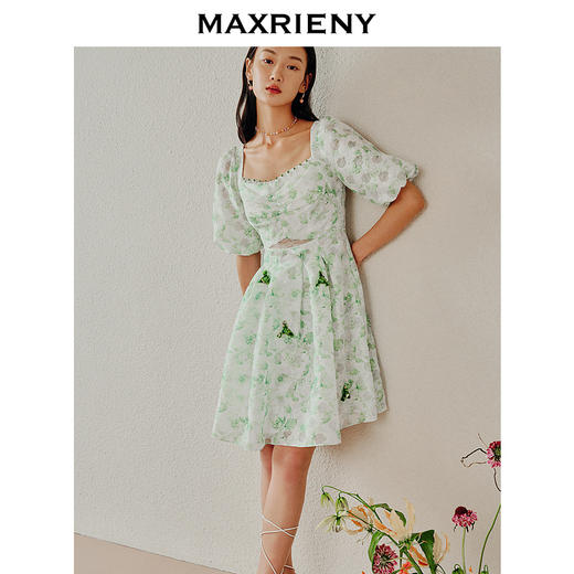 MAXRIENY甜美田园风连衣裙薄荷曼波风穿搭碎花裙子(货号:MC88DR367) 商品图2