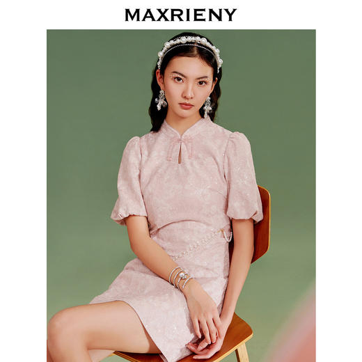 MAXRIENY国风锦鲤连衣裙盘扣新中式旗袍改良(货号:MS88DR011) 商品图1