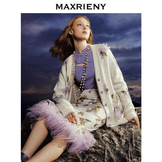 MAXRIENY洛*紫外套*复古感宽松廓形针织外套(货号:MC88JA752) 商品图1