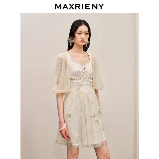 MAXRIENY华丽宫廷连衣裙泡泡袖裙子订婚领证小礼裙(货号:MC88DR385) 商品图1