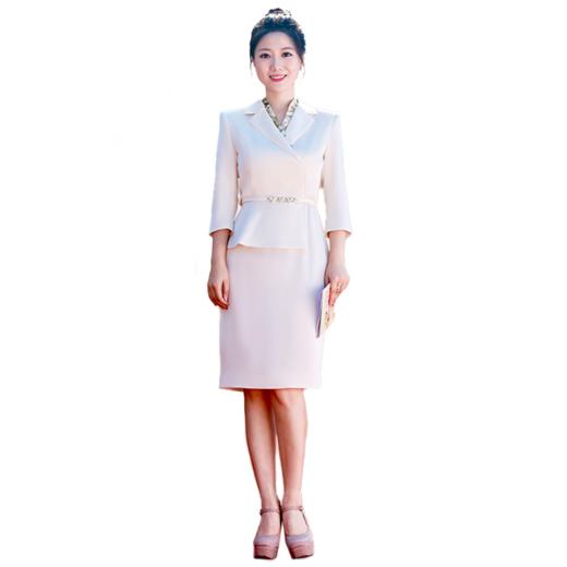 IWY/米白色主持人西装连衣裙女端庄气质教师录课正装职业正式场合Q1182 商品图4