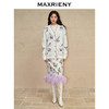 MAXRIENY*复古浪漫感洛神提花撞色鸵鸟毛半裙(货号:MC88SK754) 商品缩略图1