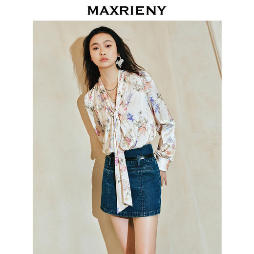 【商场同款-宫廷飞鸽】MAXRIENY复古浪漫系带云朵上衣衬衫2024春(货号:MC85TP028) 商品图2