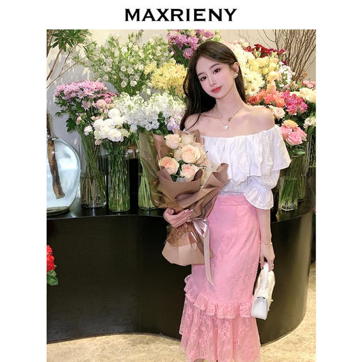 MAXRIENY蕾丝鱼尾裙夏复古高腰半身裙气质短裙子(货号:MC87SK298) 商品图3
