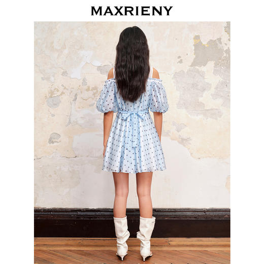 MAXRIENY法式宫廷波点连衣裙蝴蝶系带抹胸裙子(货号:MC88DR510) 商品图3