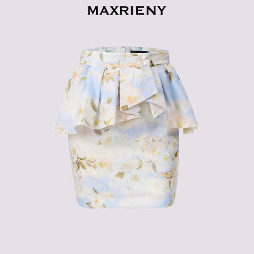 【商场同款】MAXRIENY优雅浪漫风薄荷绿印花半裙夏款桑蚕丝裙子(货号:MC85SK308) 商品图4