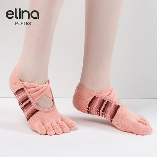 elina一恋2024 纽结彩绑带五趾普拉提瑜伽防滑袜ELR2507 商品图2