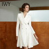 IWY/白色长袖V领职业装裙小香风气质*时尚女神范OL显瘦连衣裙女Q14304 商品缩略图1