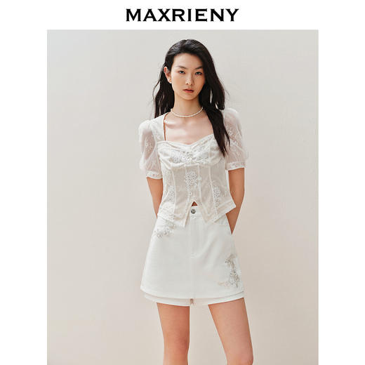 【静奢度假-商场同款】MAXRIENY宫廷感轻盈飘逸鱼骨结构上衣女(货号:MC85TP294) 商品图2