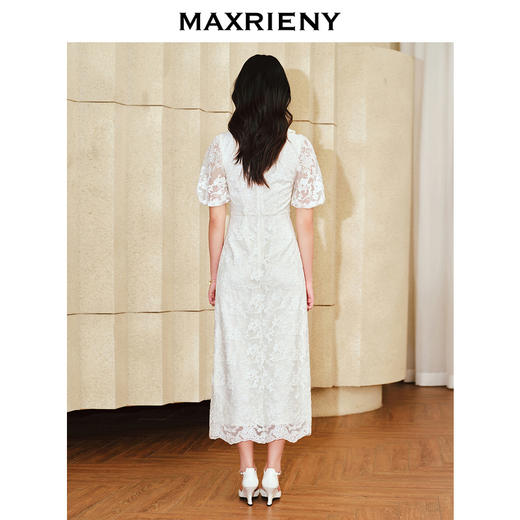 MAXRIENY优雅复古感钉珠领连衣裙开衩裙子仙女长裙(货号:MS85DR020) 商品图3