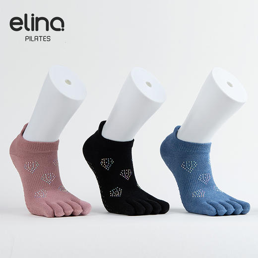 elina一恋 镶钻五趾普拉提瑜伽防滑袜ELR2501 商品图1