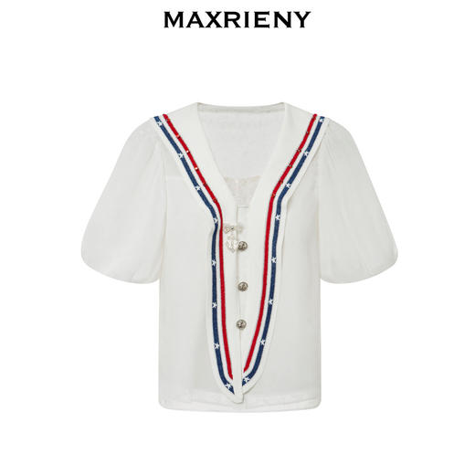 MAXRIENY赫本海军鱼尾针织海军风水手领上衣(货号:MC88TP274) 商品图4