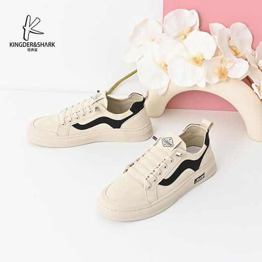 经典鲨2024年秋季新款时尚拼色男士一脚蹬休闲板鞋KF16-D33011 商品图3