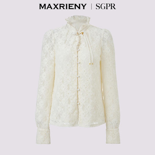 【商场同款】MAXRIENY清雅蕾丝上衣宫廷复古风蕾丝雪纺衬衫女(货号:MS85TP505) 商品图4