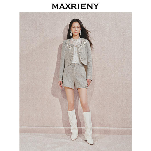 【主题纪念款】MAXRIENY*日常钉珠装饰小A型短裤2024秋冬新款(货号:MC85PA522) 商品图1