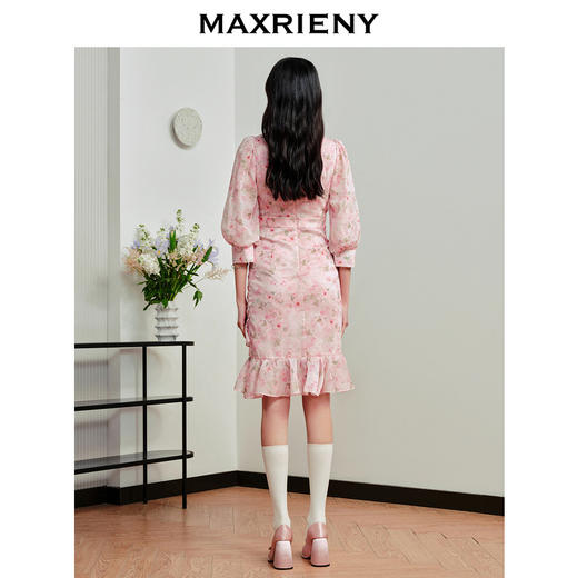 MAXRIENY桃花鱼尾连衣裙浪漫碎花连衣裙郁金香裙子(货号:MS88DR327) 商品图3